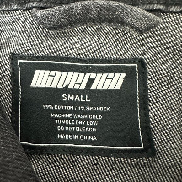 Maverick Black Denim Jacket Small Cotton/Spandex Embroidered Details - Picture 4 of 7